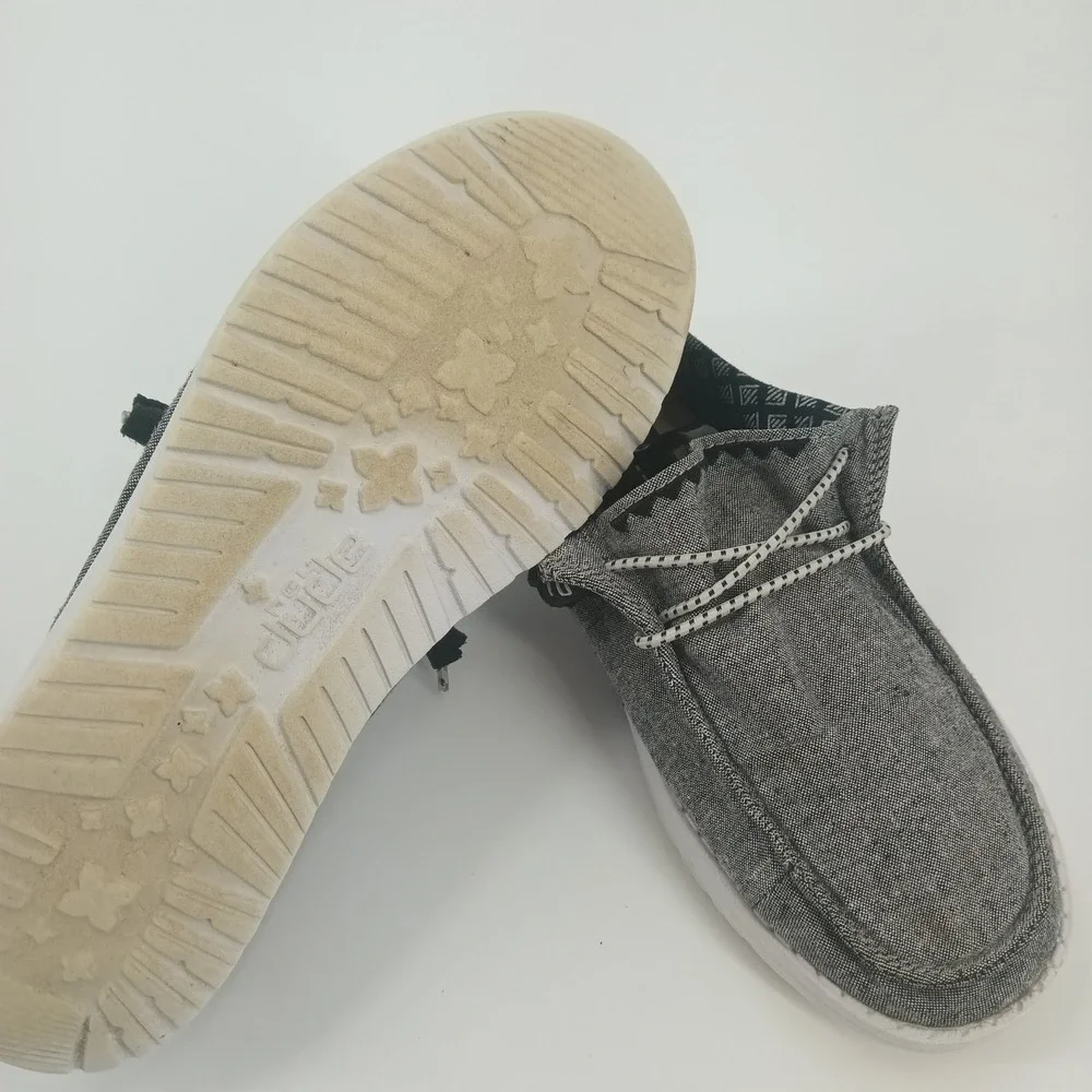 Hey Dude Wendy Chambray Onyx Grey Black Slip On Loafers Shoes Womens 7 121414203